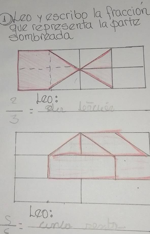Dkeo y escribo la fraccion 
gue representa laparta 
Sombreada
 2/3 = 220: 
selen denuon
 S/c =-