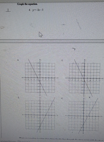 Graph the equation. 
4. y=-2x-3
d