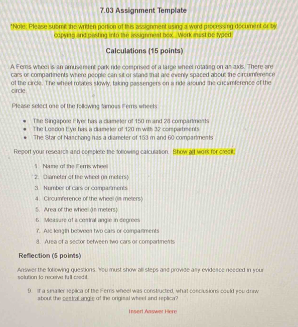 7.03 Assignment Template *Note: Please submit the written portion of ...