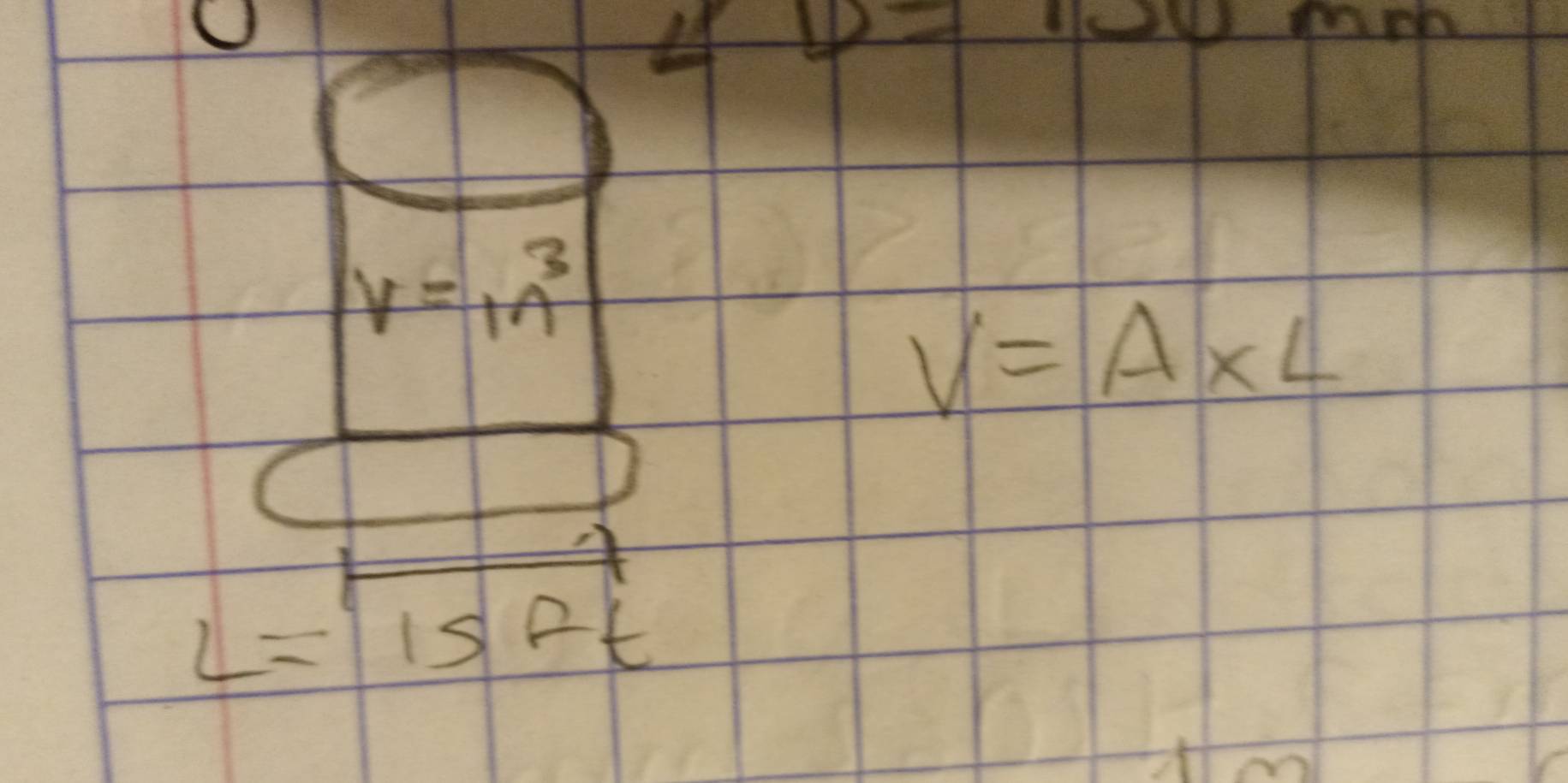 D=100mm
y=1n^3
V=A* L
L=15+t