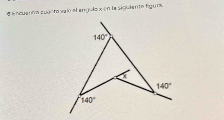 Encuentra cuanto vale el angulo x en la siguiente figura.