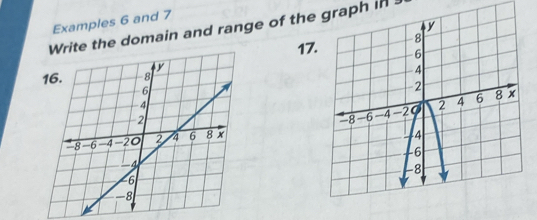 Examples 6 and 7 
the domain and range of the graph in s 
17.