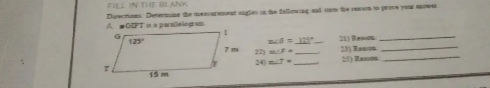 Solved: FILL IN THE BLANK Directions: Determine the measurement angles ...