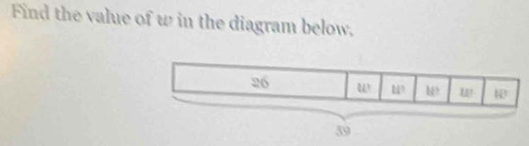 Find the value of w in the diagram below,