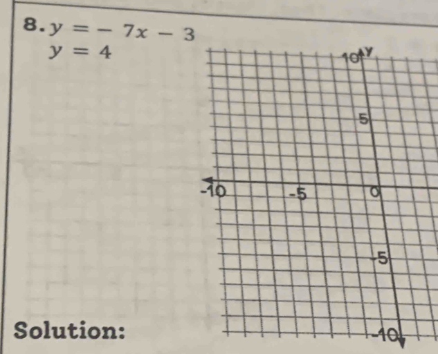 y=-7x-3
y=4
Solution: 
i