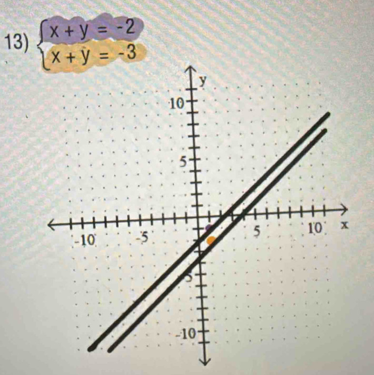 beginarrayl x+y=-2 x+y=-3endarray.