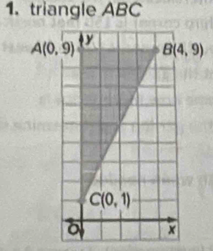 triangle ABC
A(0,9)
B(4,9)