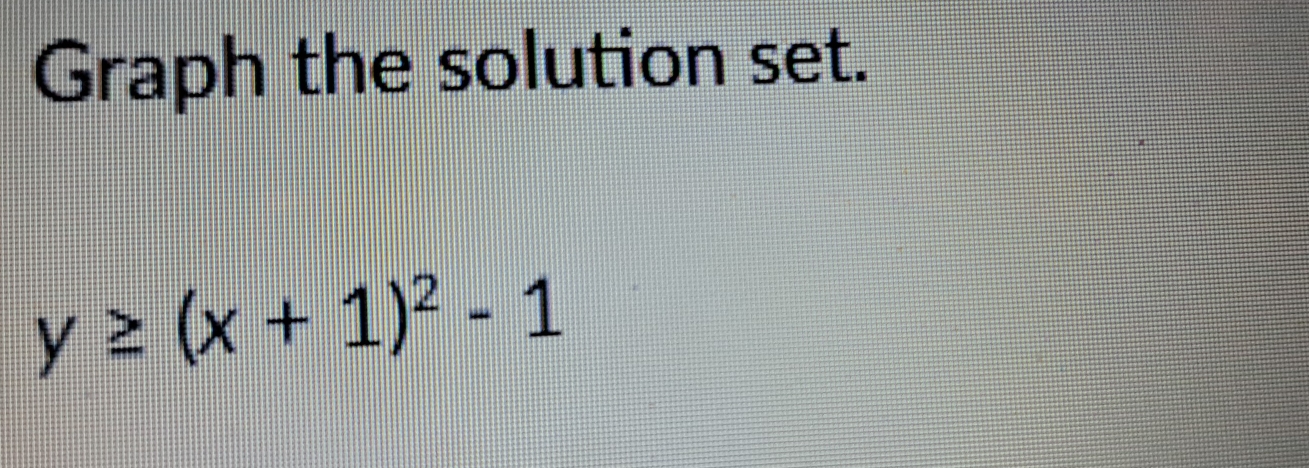 Graph the solution set.
y≥ (x+1)^2-1