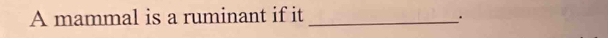 A mammal is a ruminant if it_