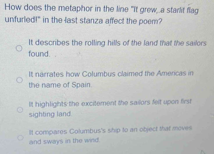 Solved: How does the metaphor in the line 