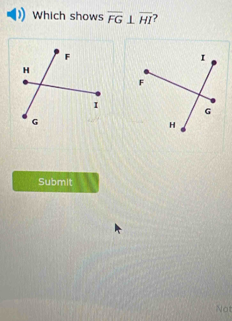 Which shows overline FG⊥ overline HI ? 
Submit 
Not