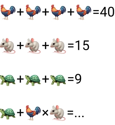 =40
+ + =15
+ + =9
+ × =_