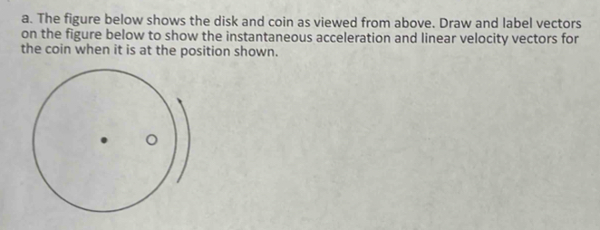 The figure below shows the disk and coin as viewed from above. Draw and ...
