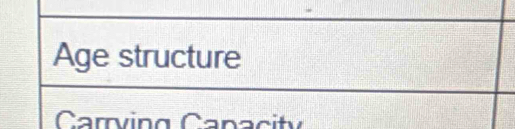 Age structure 
Carrving Canacity