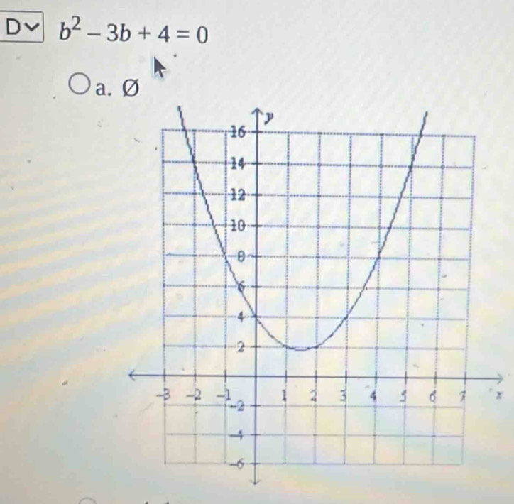 Dv b^2-3b+4=0
a. Ø
x