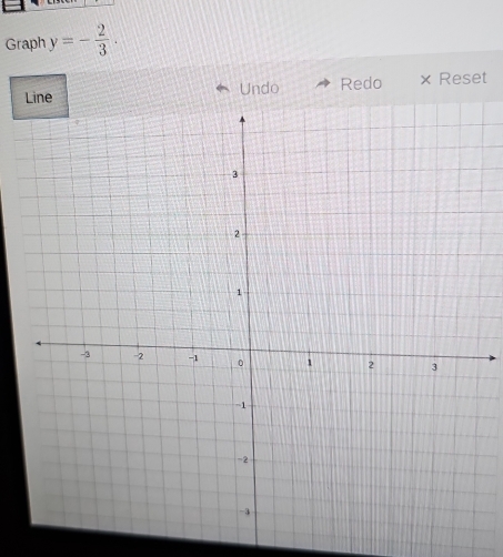 Graph y=- 2/3 . 
Undo Redo × Reset