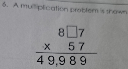 A multiplication problem is shown