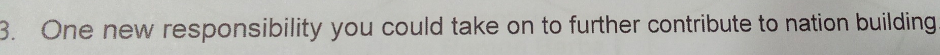 One new responsibility you could take on to further contribute to nation building