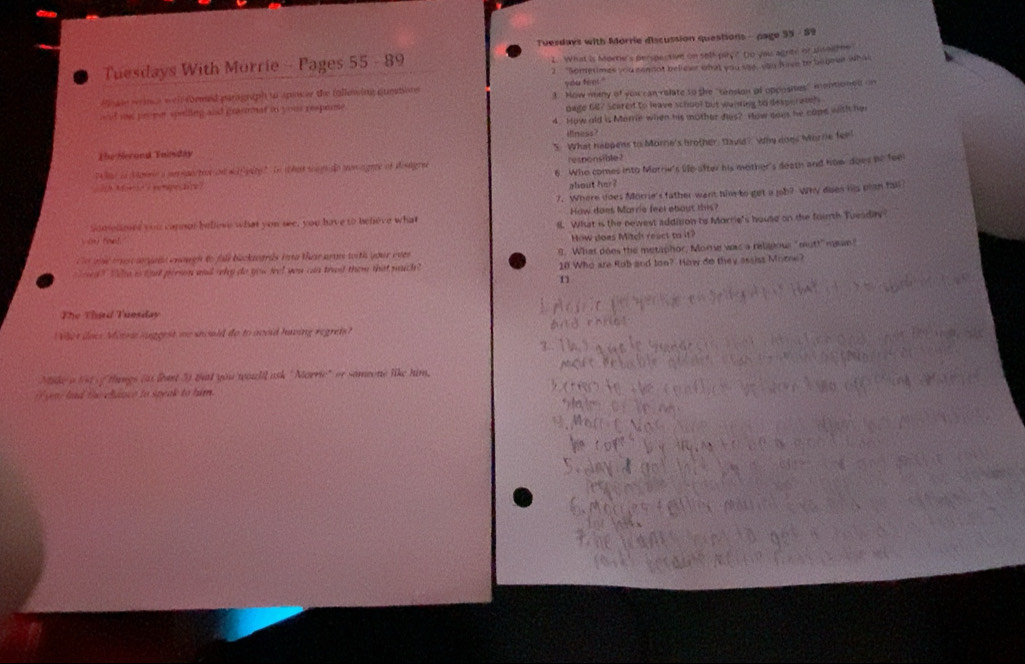 Solved: Tuerdays with Morrie discussion questions - page 55 - 59 ...