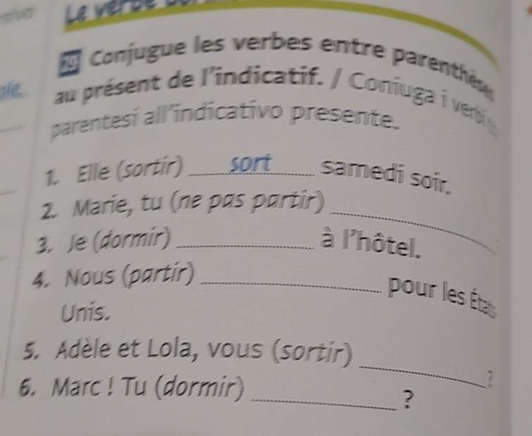 Risolto:Le verse de É Conjugue les verbes entre parenthe the. au ...