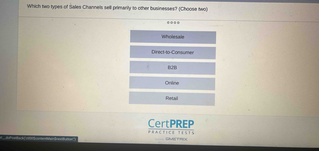 Solved: Which two types of Sales Channels sell primarily to other ...