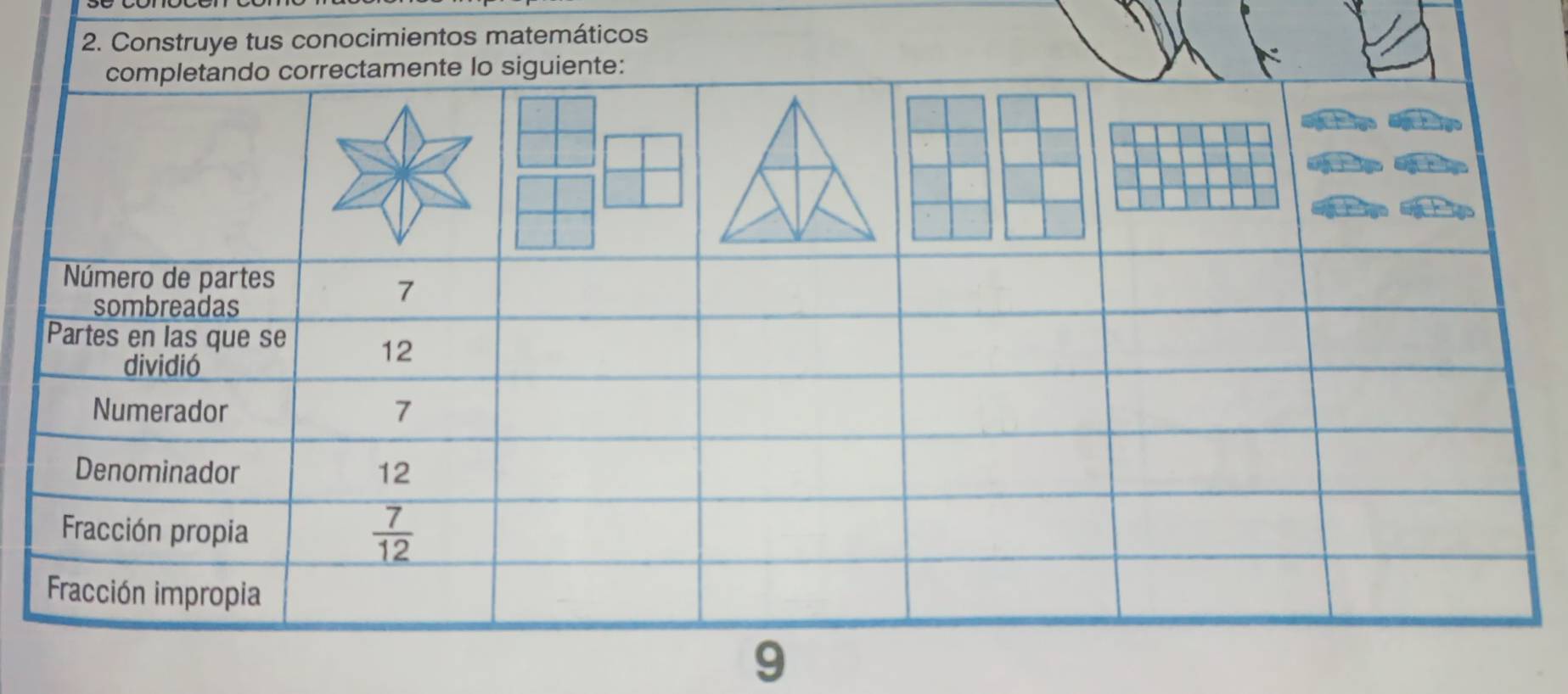 Construye tus conocimientos matemáticos
siguiente:
9