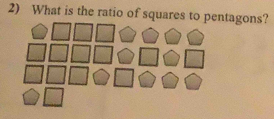 What is the ratio of squares to pentagons?