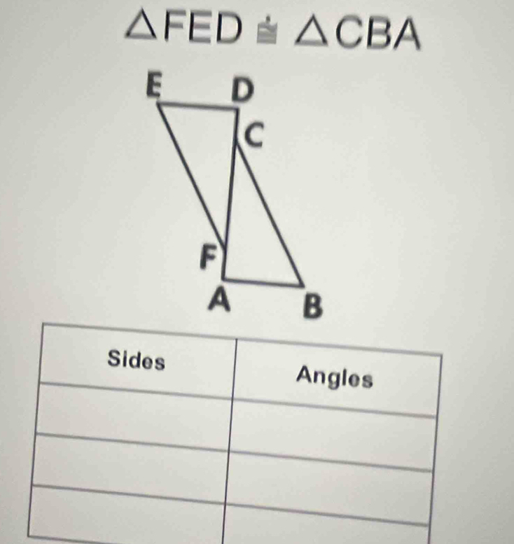 △ FED≌ △ CBA