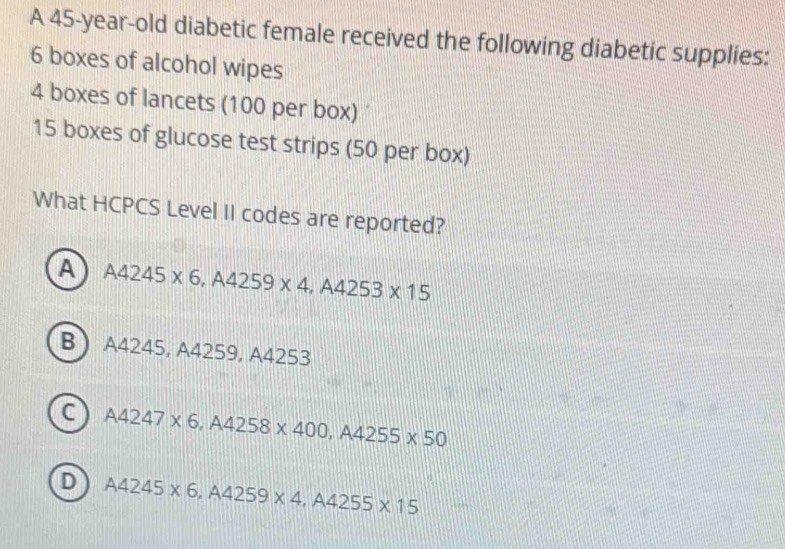 Solved: A 45-year-old diabetic female received the following diabetic ...