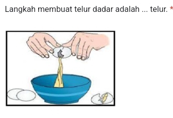 Langkah membuat telur dadar adalah ... telur. *