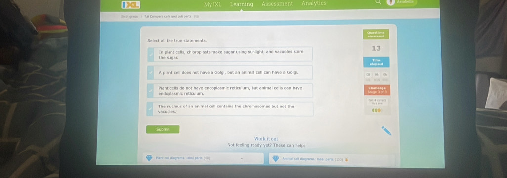 Solved: IX My IXL Learning Assessment Analytics Sixth graze P.6 Compare ...