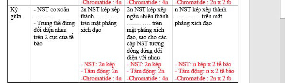 Chromatide : 4n  -Chromatide : 4n -Chromatide : 2n* 2tb