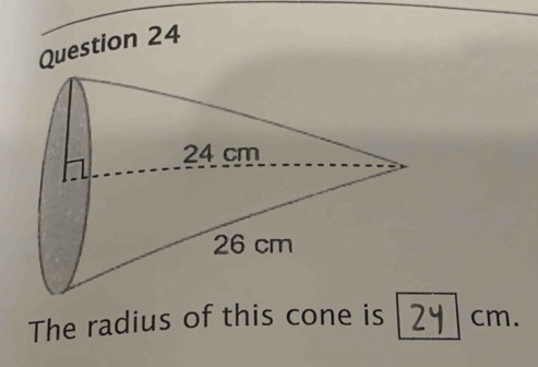 The radius of this cone is cm.