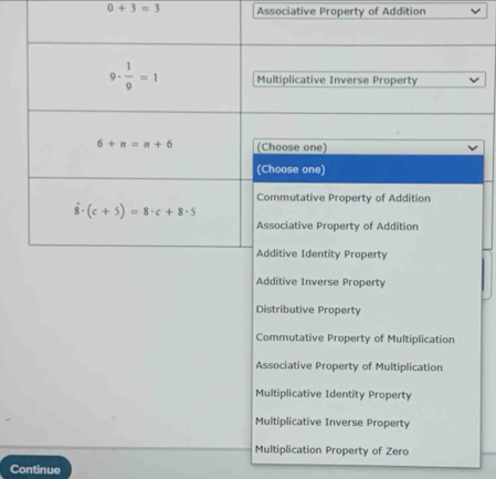 0+3=3 Associative Property of Addition
Continue