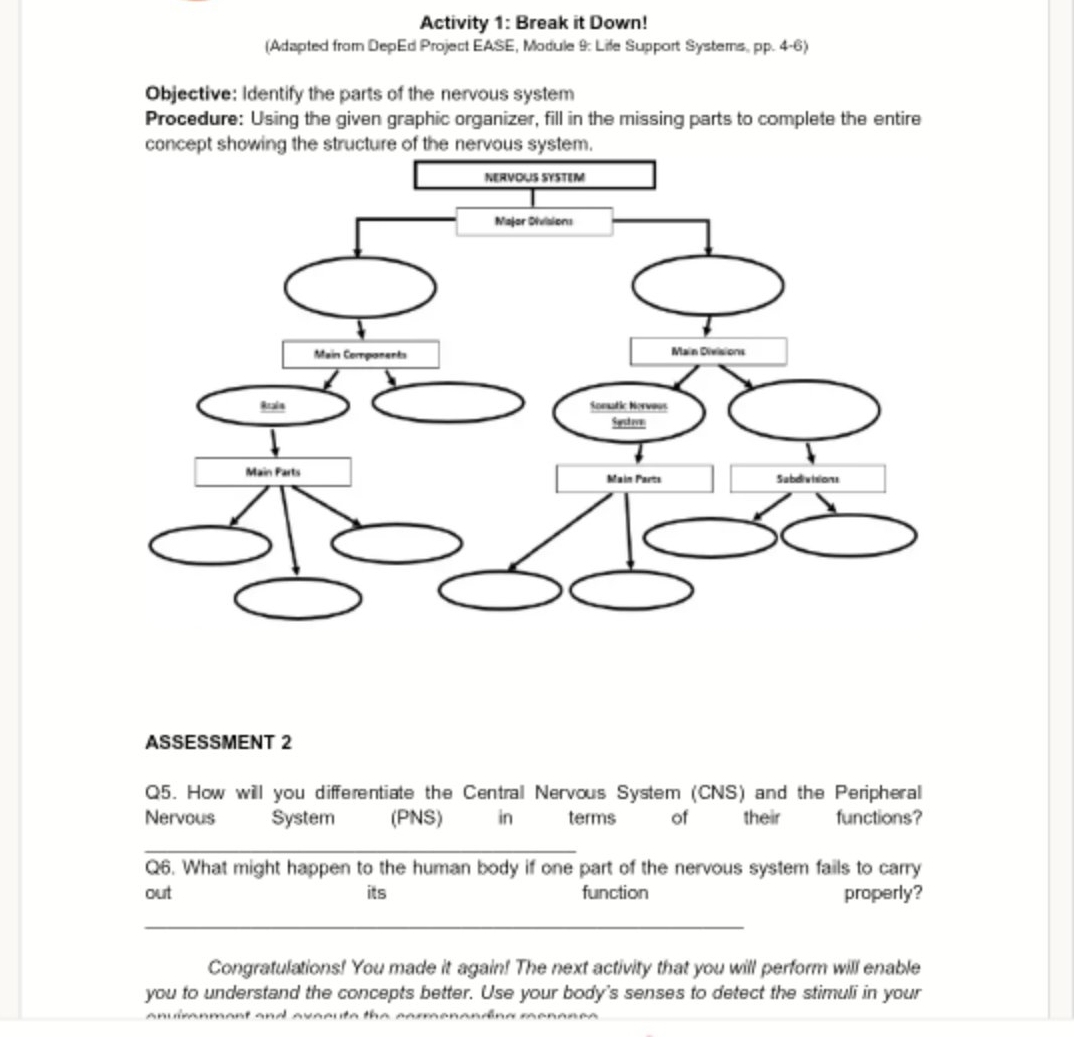 Solved: Activity 1: Break it Down! (Adapted from DepEd Project EASE ...