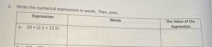 Write the numerical expr