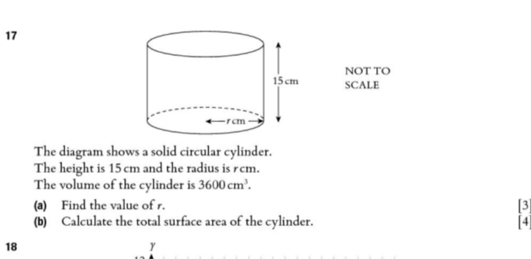 Solved: NOT TO SCALE The diagram shows a solid circular cylinder. The ...