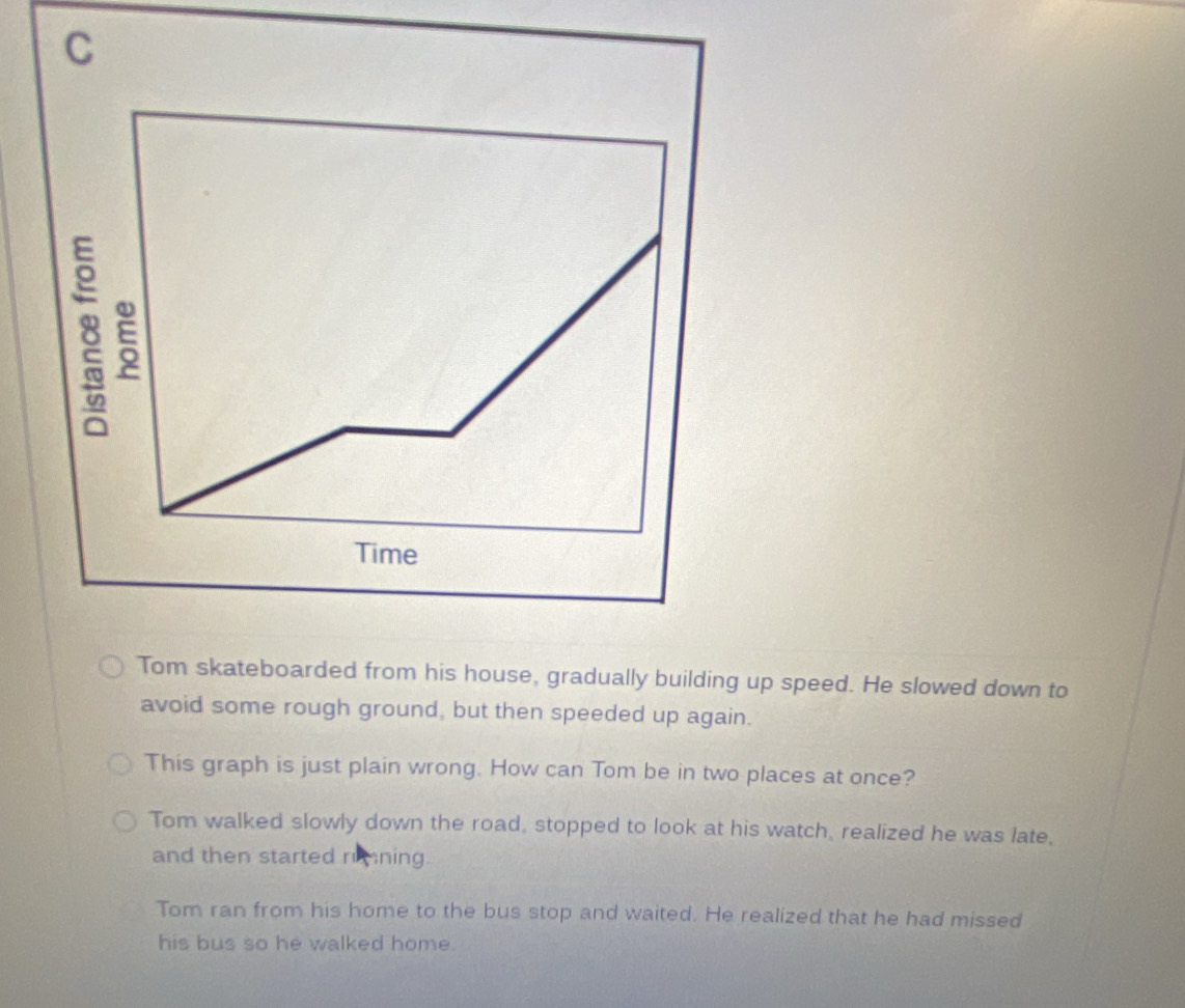 Solved: 8 5 Time Tom skateboarded from his house, gradually building up ...