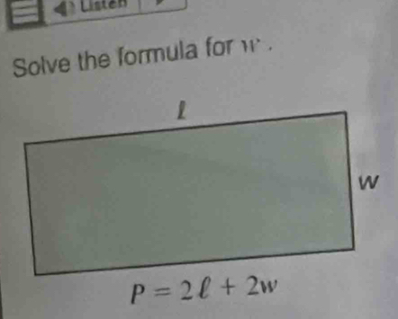 Solve the formula for w .