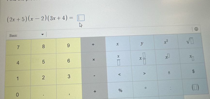 (2x+5)(x-2)(3x+4)=□