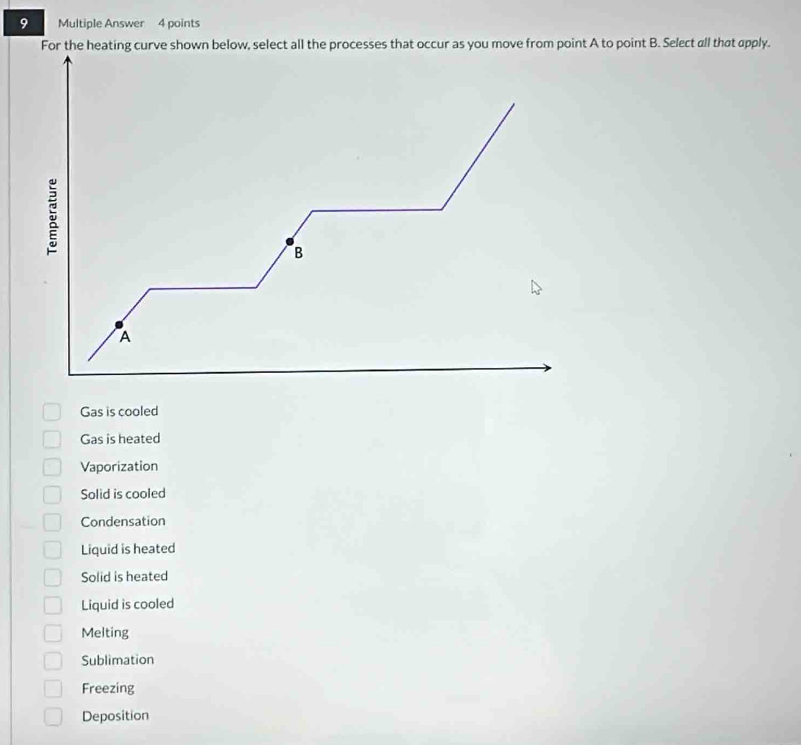 Solved: Multiple Answer 4 points For the heating curve shown below ...