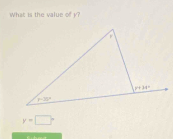 What is the value of y?
y=□°
Cubmit