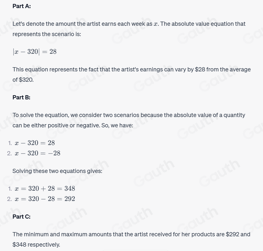 Solved: An artist earns $320 for her products each week. However, this ...