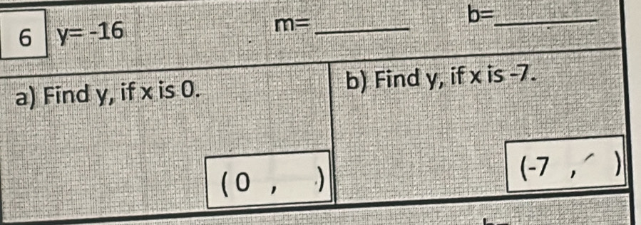 6 y=-16
m= _
_ b=