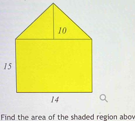 Find the area of the shaded region abov