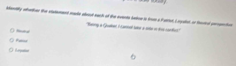 waay
idenally whether the statement made about aach of the events balow is trm a Patrut, Lopeet, of heund perpssive
Being a Geudat, I cannal tde a cide in this contic."
Vcn da de
Vatced
Lexpatial