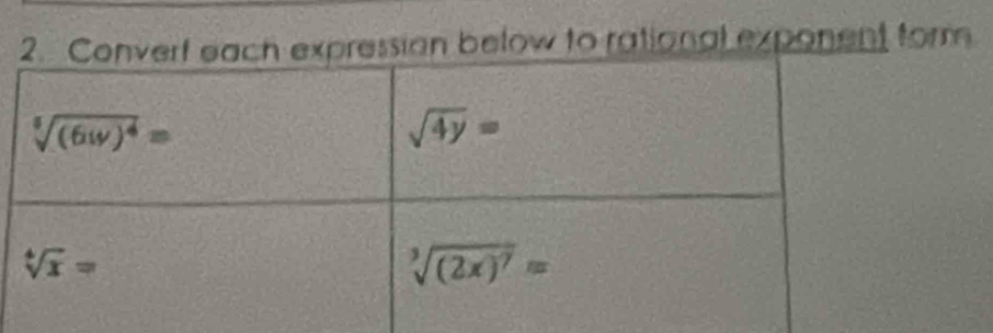 below to rational exponent form