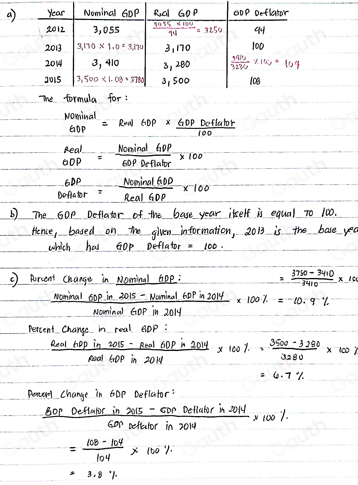 Solved: Table 1.0 below provides nominal GDP, real GDP and GDP deflator ...