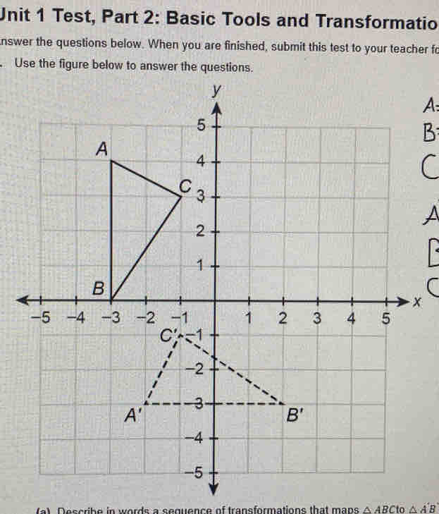 Solved: Test, Part 2: Basic Tools and Transformatio nswer the questions ...
