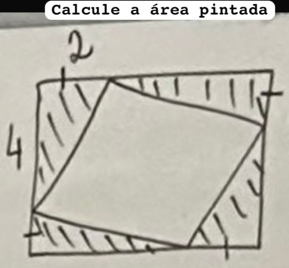 Calcule a área pintada